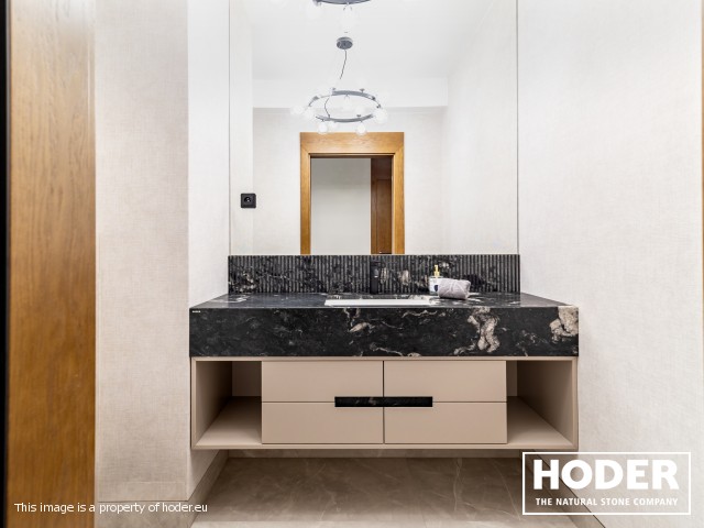 Kitchen natural quartz Satinato 723, bathroom tops Granite Satinato 464 and window sill  quartz conglomerate 2005 - zdjęcie numer 17