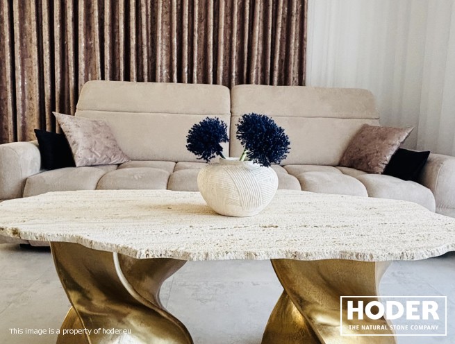 Travertine table 181 C with split edges