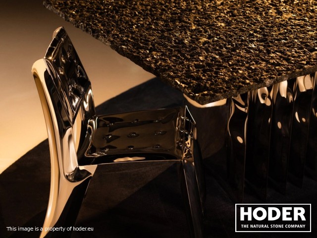 Harmonica Table Stone – a prototype by Oskar Zięta featuring a granite tabletop made of Granite 711 - zdjęcie numer 2