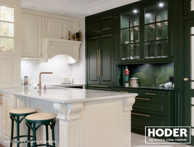 Kitchen worktops natural quartzite 471 and dolomite 455