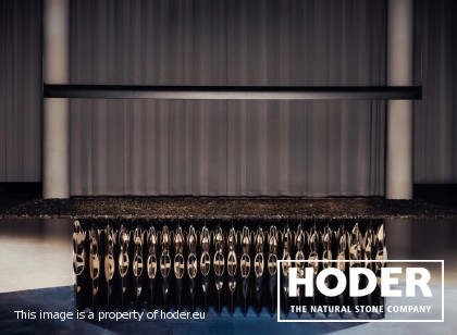 Harmonica Table Stone – a prototype by Oskar Zięta featuring a granite tabletop made of Granite 711