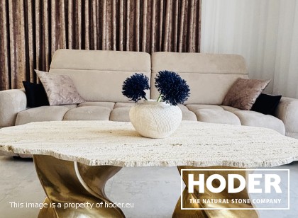Travertine table 181 C with split edges